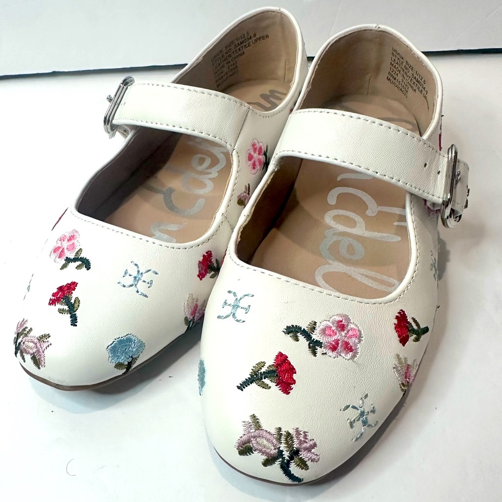 Sam Edelman White Floral Kids Dress Shoes